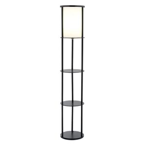 adesso 3117-01 stewart 62.5″ round floor lamp – lighting fixture with storage shelves, smart switch compatibility lamp. home decor accessories,black base finish