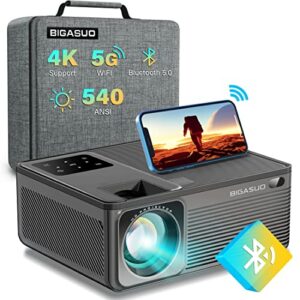 projector with 5g wifi and bluetooth – bigasuo 540 ansi native 1080p outdoor movie projector 4k support, home video projector support 200″/zoom/hifi, compatible with hdmi/usb/tv/ios&android