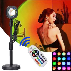 Sunset Lamp, 16 Changing Colors Sunset Lamp Projection with Remote Control,180 Degree Rotation Floor Lamps for Indoor Parties, Bedroom Decoration, Photo Background, Vlog Atmosphere