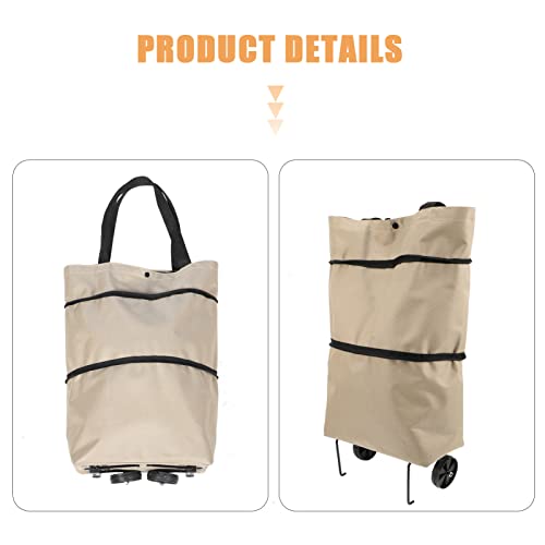 OUNONA Grocery Cart Bag with Wheels Reusable Portable Collapsible Trolley Bags Hand Pulling Utility Collapsible Grocery Bag with Hand Folding Shopping Cart