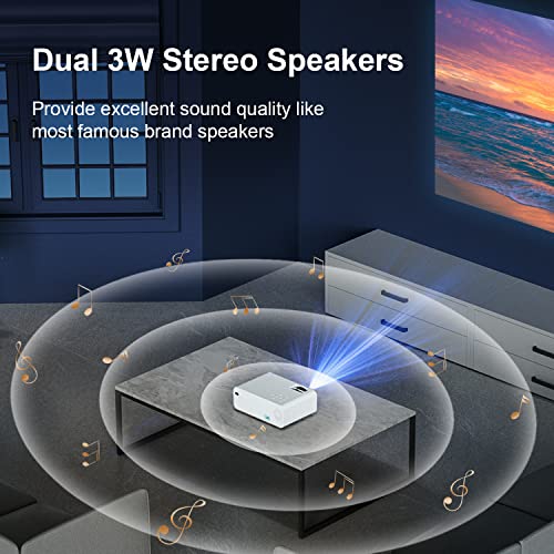 Mini WiFi Projector, ASAKUKI 8000 Lumens Home Movie Projector, Full HD 1080P & 200" Display, Portable Video Outdoor Projector for iPhone Compatible with iOS/Android/TV Stick/HDMI/USB/VGA