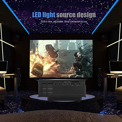 LCD LED Wireless Projector,WiFi Mini Beamer,Home Projector,with Multi Coated Optical Glass Lens,Support USB,SD,AV,HDMI,IR,VGA,Stylish Appearance,Fit for Home Theatre Black