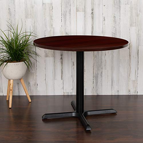 BizChair 36" Round Multi-Purpose Conference Table in Mahogany - Meeting Table for Office