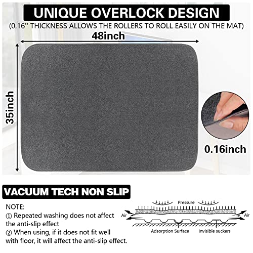 Office Chair Mat for Hardwood Floor & Tile Floor, 48" × 35" Computer Desk Chair Mat for Gaming, Low-Pile Desk Rug, Large Anti-Slip Floor Protector Mat for Rolling Chair, Washable Reusable - Stickers