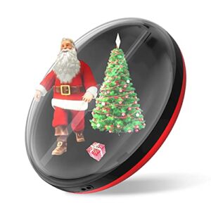 3d hologram fan christmas ball ornaments for xmas tree, 5.9″ christmas tree topper lighted, built-in bluetooth 3d holographic display christmas theme video, decorative hanging ball gfit for kids
