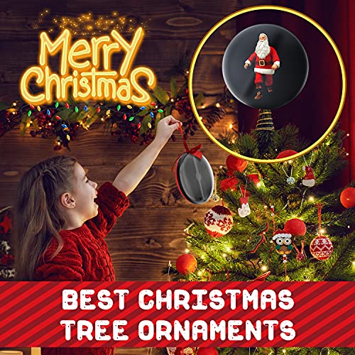 3D Hologram Fan Christmas Ball Ornaments for Xmas Tree, 5.9" Christmas Tree Topper Lighted, Built-in Bluetooth 3D Holographic Display Christmas Theme Video, Decorative Hanging Ball Gfit for Kids