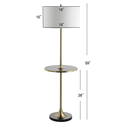 JONATHAN Y JYL3056A Luce 59" Metal/Wood LED Floor Lamp with Table Contemporary,Transitional for Bedrooms, Living Room, Office, Reading, Black/Brass