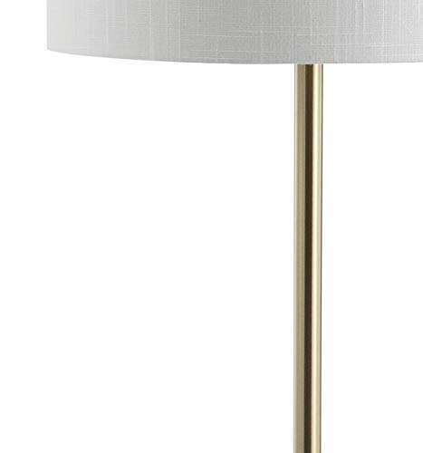 JONATHAN Y JYL3056A Luce 59" Metal/Wood LED Floor Lamp with Table Contemporary,Transitional for Bedrooms, Living Room, Office, Reading, Black/Brass