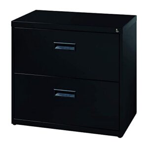 hirsh 30 inch wide 2 drawer fully assembled steel construction metal organizer lateral file cabinet for home or office with built in lock, black