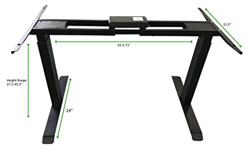 Rise UP Dual Motor Electric Adjustable Height Width Standing Desk Frame with Memory Premium Quality sit Stand up Ergonomic Home Commercial Office Desk Base Legs Base Table no Desktop Computer Black