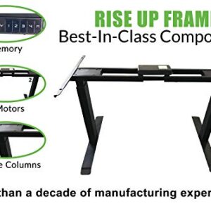 Rise UP Dual Motor Electric Adjustable Height Width Standing Desk Frame with Memory Premium Quality sit Stand up Ergonomic Home Commercial Office Desk Base Legs Base Table no Desktop Computer Black