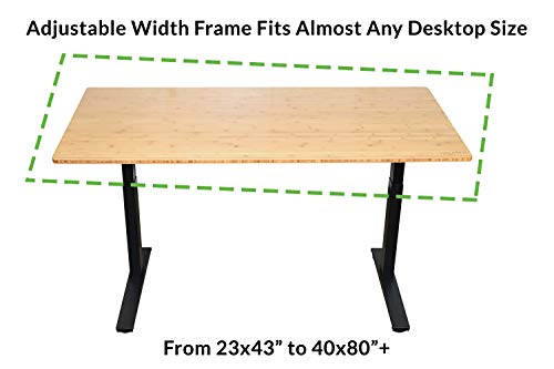 Rise UP Dual Motor Electric Adjustable Height Width Standing Desk Frame with Memory Premium Quality sit Stand up Ergonomic Home Commercial Office Desk Base Legs Base Table no Desktop Computer Black