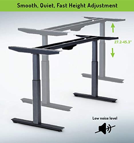 Rise UP Dual Motor Electric Adjustable Height Width Standing Desk Frame with Memory Premium Quality sit Stand up Ergonomic Home Commercial Office Desk Base Legs Base Table no Desktop Computer Black