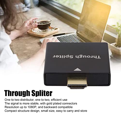 High Definition Through Spliter,High Resolution Multimedia Interface Adapter,1 in 2 Out Small Portable Screen Splitter,Male to Dual Multimedia Interface Female,for HDTV,DVD Players,LCD,Projectors