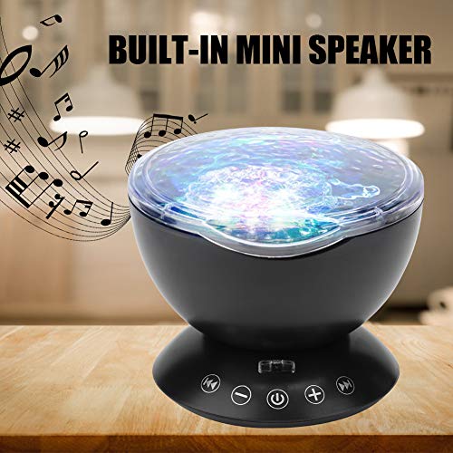 LZKW 7 LED Colorful Music Player, Automatic Projection Portable Music Player Projector Free Timing Function 7LED Ocean Color Projection for Home for Bedroom