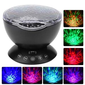 LZKW 7 LED Colorful Music Player, Automatic Projection Portable Music Player Projector Free Timing Function 7LED Ocean Color Projection for Home for Bedroom