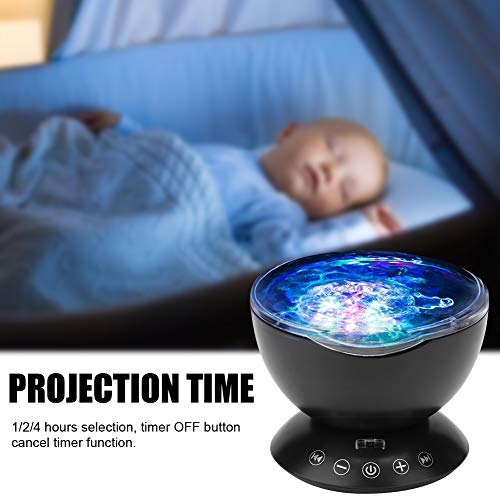 LZKW 7 LED Colorful Music Player, Automatic Projection Portable Music Player Projector Free Timing Function 7LED Ocean Color Projection for Home for Bedroom