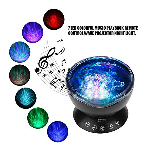 LZKW 7 LED Colorful Music Player, Automatic Projection Portable Music Player Projector Free Timing Function 7LED Ocean Color Projection for Home for Bedroom