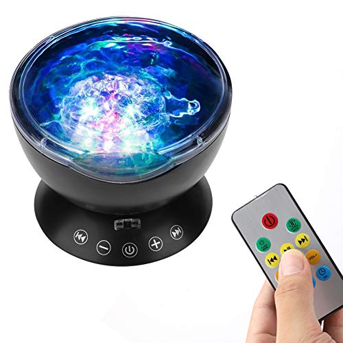 LZKW 7 LED Colorful Music Player, Automatic Projection Portable Music Player Projector Free Timing Function 7LED Ocean Color Projection for Home for Bedroom