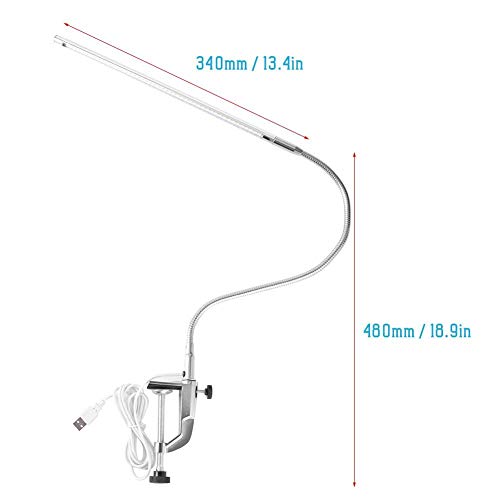 Huairdum Desk Clip Led Light, Adjustable Multi-Angle Clip-on Nail Beauty Tattoo Rotating Long Arm High Color LED Light with USB Head for Manicure Reading Tattoo Light