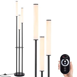 led floor lamp, modern floor lamp with remote control& stepless dimmable, 3-light with foot switch, brightness adjustable standing lamp for living room, bedroom, study and office.