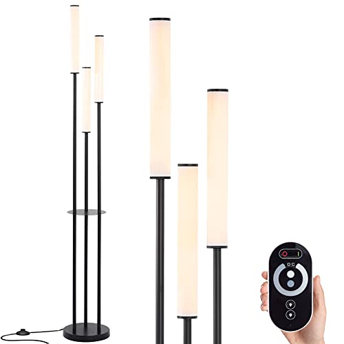 LED Floor Lamp, Modern Floor Lamp with Remote Control& Stepless Dimmable, 3-Light with Foot Switch, Brightness Adjustable Standing Lamp for Living Room, Bedroom, Study and Office.