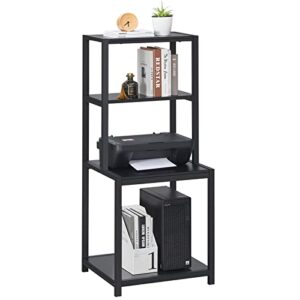 GreenForest Computer Home Office Desk with Monitor Stand and Storage Shelves on Left or Right Side, Printer Stand with Storage Shelf, 49.2 inch Large Tall 4 Tier Printer Table for Home Office Organiza