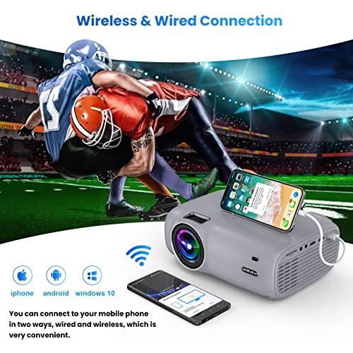 Projector with WiFi and Bluetooth, Native 1080P Projector 8500L Hd Mini Phone Projector with 100'' Projector Screen,Video Projector Home Theater for Outdoor Movie Compatible with Phone