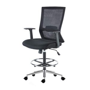sunon office tall drafting chair, black & brake wheels