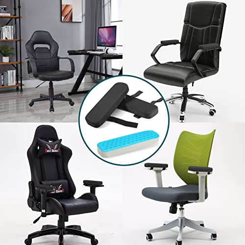 Office Chair Armrest Covers, Chair Armrest Pads, Cooling Gel Cushions Office Chair Arm Covers, Pressure Relief Office Chair Arm Pads, Arm Rest Cushioning for Office Chair with Memory Foam 2 in 1 Pair