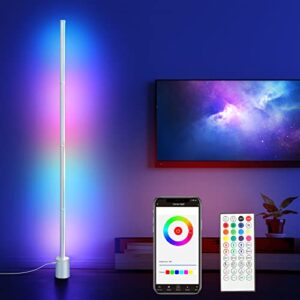 boomersun corner light smart led floor lamp, alexa app voice control, diy assemble, music sync, color changing light, design for living room, party, gaming room