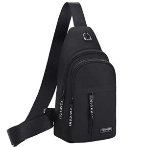 Men's Waterproof Strap Bag Crossbody Backpack with Headphone Hole Hiking Backpack Chest Bag