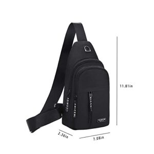 Men's Waterproof Strap Bag Crossbody Backpack with Headphone Hole Hiking Backpack Chest Bag