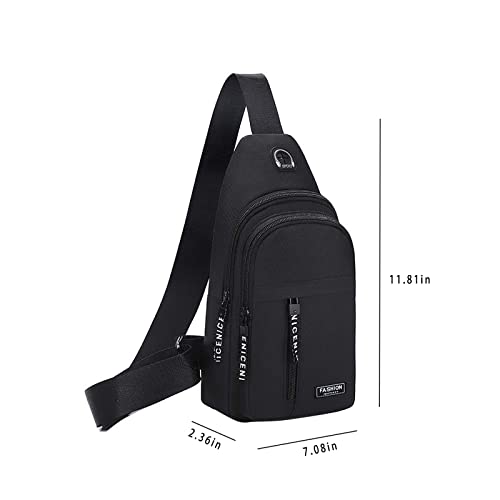 Men's Waterproof Strap Bag Crossbody Backpack with Headphone Hole Hiking Backpack Chest Bag