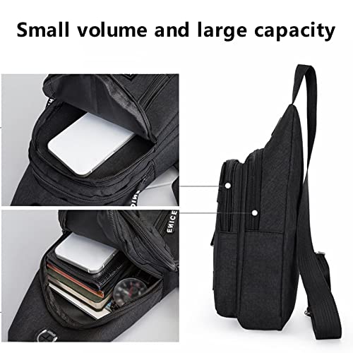Men's Waterproof Strap Bag Crossbody Backpack with Headphone Hole Hiking Backpack Chest Bag