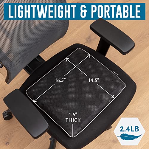 Gel Seat Cushion for Long Sitting - Honeycomb Cooling Pad with 1.2" Inches of Gel Padding & Padded Cover for Driving, Office Chair, Car or Wheelchair - Sciatica, Tailbone and Pressure Relief Pillow