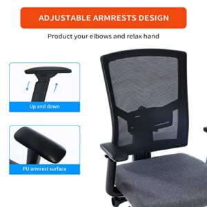 CLATINA Office Chair, Ergonomic Desk Chair with Wheels, Mesh Computer Swivel Rolling Chairs with 4D Adjustable Lumbar Support, Armrests and 140° Tilt Function, Task Executive Chair for Home Office