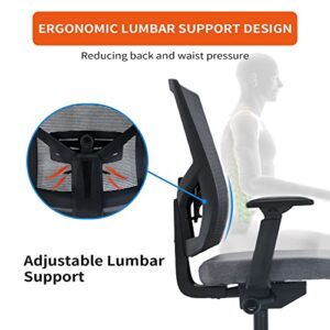 CLATINA Office Chair, Ergonomic Desk Chair with Wheels, Mesh Computer Swivel Rolling Chairs with 4D Adjustable Lumbar Support, Armrests and 140° Tilt Function, Task Executive Chair for Home Office