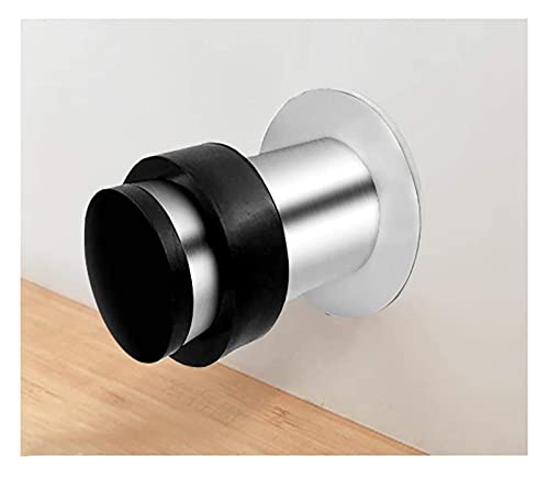 ZHJ Door Stops Cylindrical Stainless Steel Bathroom Glass Door Stop Punch-Free Rubber Bumper Heightened Door Top Anti-Collision Door Stop Stops (Size : 64mm)