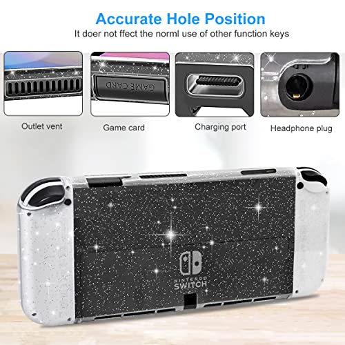 Moxiaomo Protective Case for Nintendo Switch OLED 2021,TPU Cover with Shock-Absorption and Anti-Scratch Protective Case-Glitter