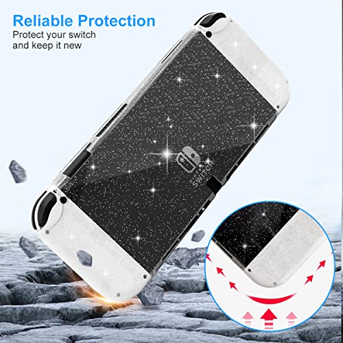 Moxiaomo Protective Case for Nintendo Switch OLED 2021,TPU Cover with Shock-Absorption and Anti-Scratch Protective Case-Glitter