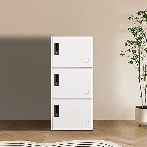 MAITER 3 Door Vertical Stackable Storage Cabinet with Lock,Metal Lcoker,Organizer for Office, Home, Gym,School,Employee,Kids