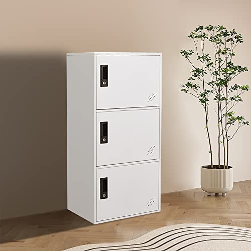 MAITER 3 Door Vertical Stackable Storage Cabinet with Lock,Metal Lcoker,Organizer for Office, Home, Gym,School,Employee,Kids