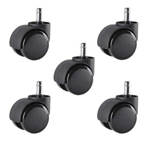 dgq 2 inch office chair caster set of 5 standard stem size floor protecting rubber smooth rolling computer gaming chair caster replacement