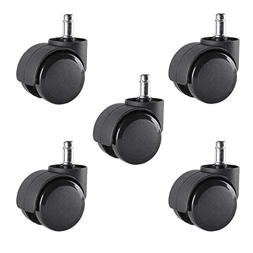 DGQ 2 Inch Office Chair Caster Set of 5 Standard Stem Size Floor Protecting Rubber Smooth Rolling Computer Gaming Chair Caster Replacement