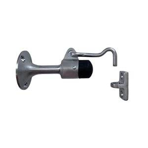 CRL Satin Chrome Finish Wall Mounted Heavy Duty Door Stop with Hook and Holder