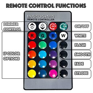 LIGHTACCENTS Honors Color Changing Floor Lamp With Two RGB LED Bulbs And Remote Control - Select From 4 Color Changing Modes. The Remote also has a built-in dimmer.