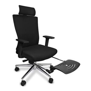 ergonomic office chair with footrest – reclining computer desk chair with wheels for adults, lumbar support, fixed arm rests, adjustable height, breathable mesh headrest & back rest