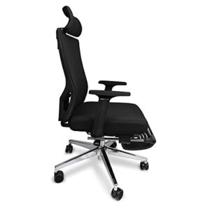 Ergonomic Office Chair with Footrest - Reclining Computer Desk Chair with Wheels for Adults, Lumbar Support, Fixed Arm Rests, Adjustable Height, Breathable Mesh Headrest & Back Rest