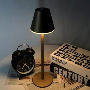 Creative Office Restaurant Bar Table lamp Rechargeable Study Reading Touch Led Desk Light with USB Charging Port for Bedroom (Black)